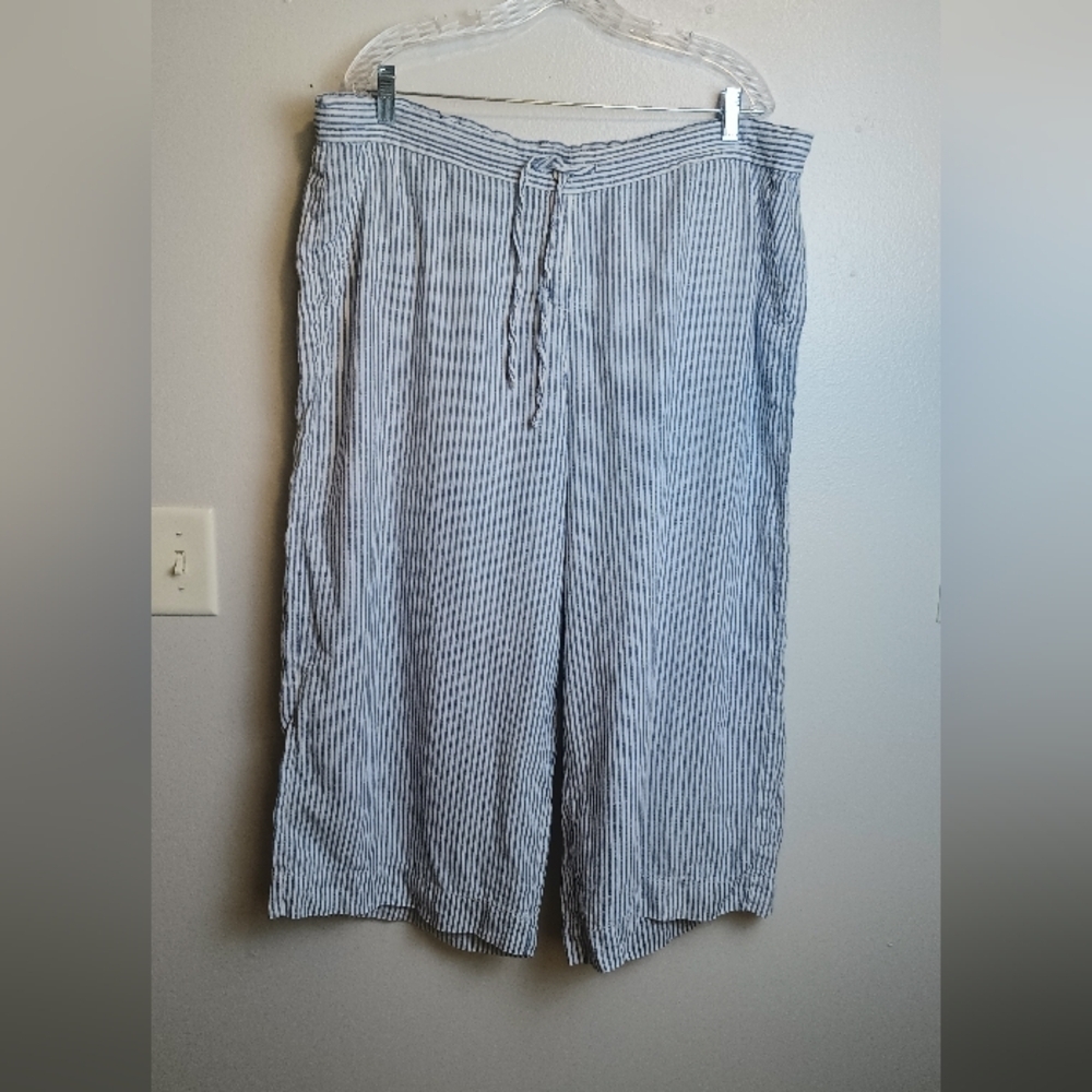 Tommy Bahama Striped Linen Cropped Pants 2XL